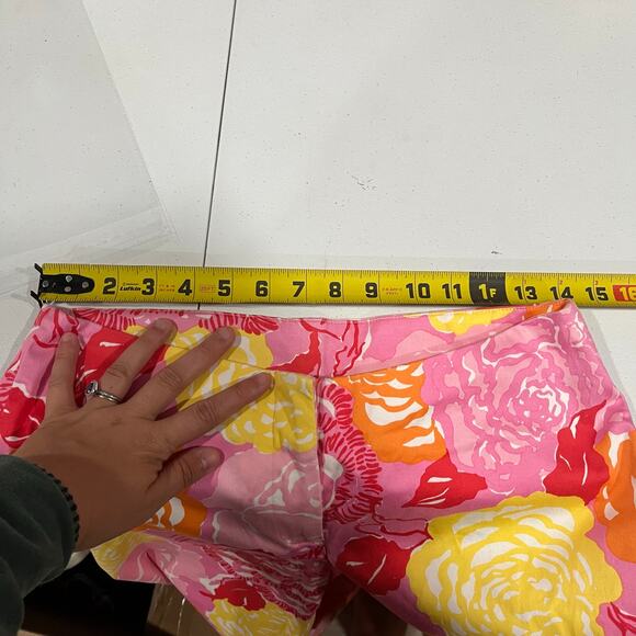 Vintage Lilly Pulitzer White Label Pink Floral Flare Pants Womens Size 4 - Picture 6 of 8